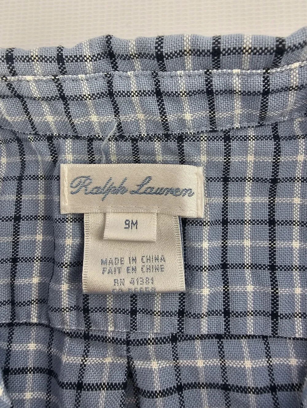 Polo Ralph Lauren Baby Boy Blue Plaid Cotton Long-sleeve Button-Down Shirt 9M